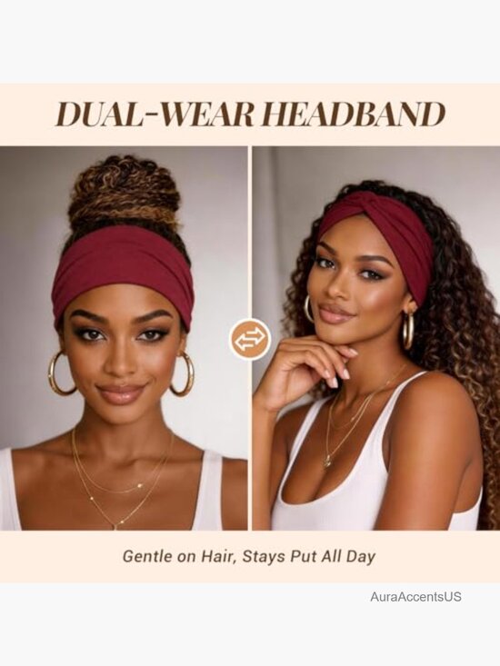 8 Pk 7.08 Inch Wide Turban Headbands Non-Slip Moisture-Wicking Workout Sports main image 4